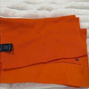 Hermes mens Orange cashmere  Scarf with zip pocket